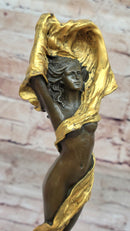Sexy Girl with Loose Clothing Over Her Head - Bronze Sculpture by Milo