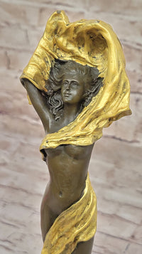 Sexy Girl with Loose Clothing Over Her Head - Bronze Sculpture by Milo