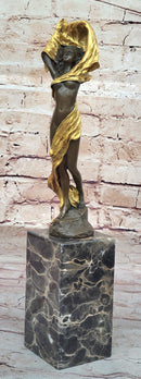Sexy Girl with Loose Clothing Over Her Head - Bronze Sculpture by Milo