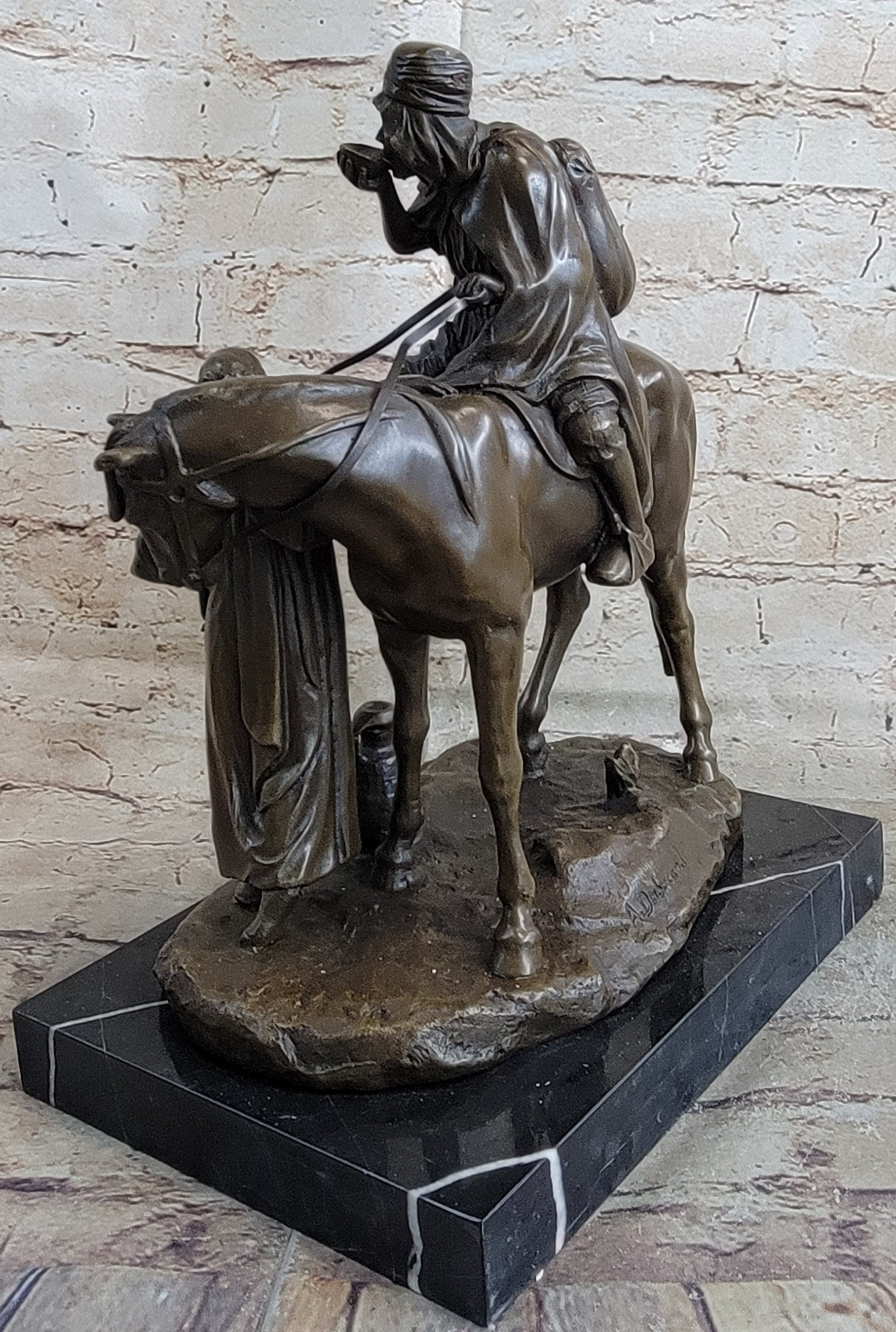 Arabian Man on Horseback Bronze Sculpture by Dubucand