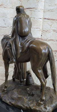 Arabian Man on Horseback Bronze Sculpture by Dubucand