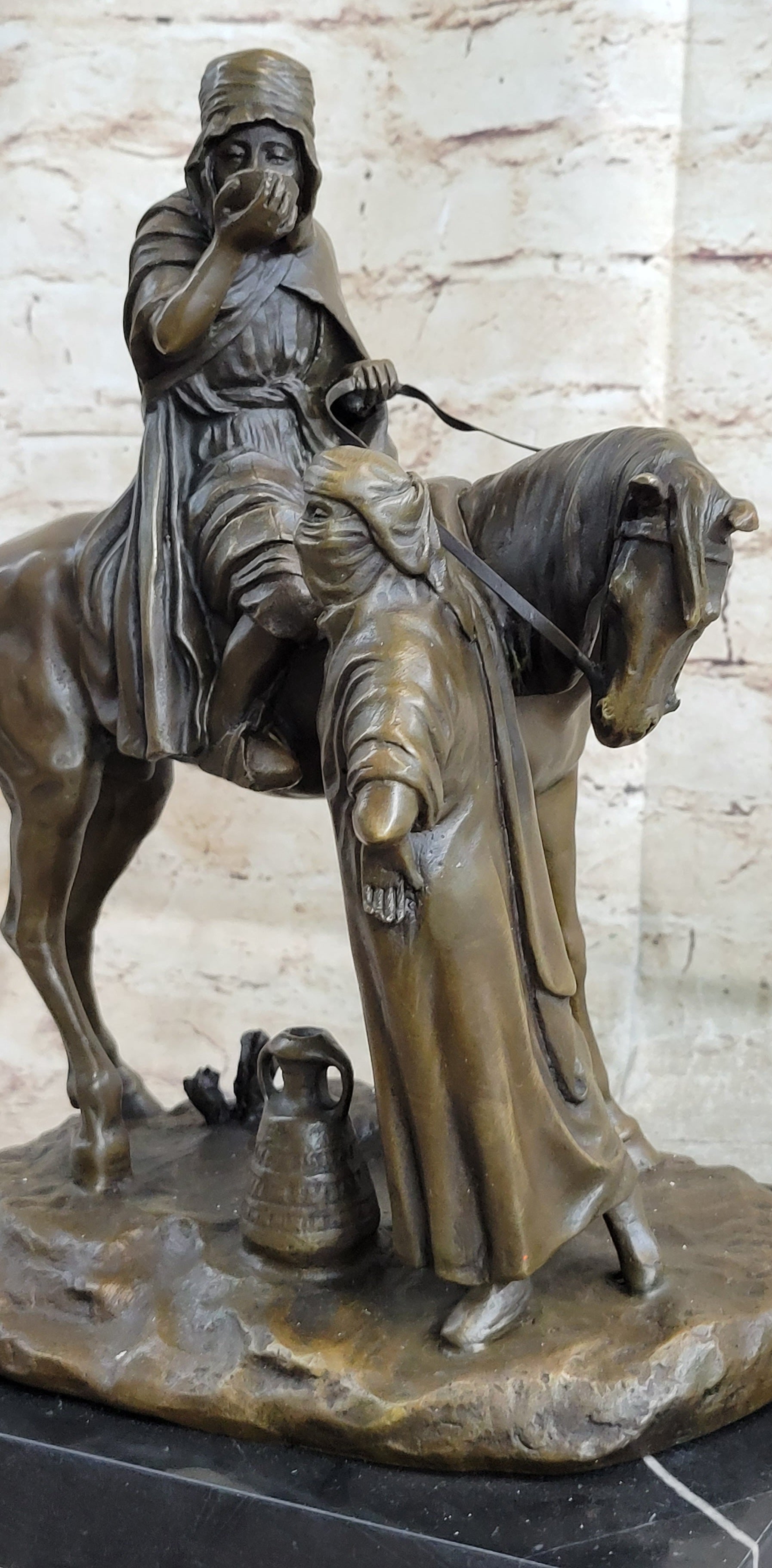 Arabian Man on Horseback Bronze Sculpture by Dubucand