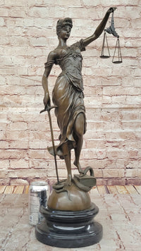 Lady Justice Bronze Sculpture with Scales, Sword, Snake