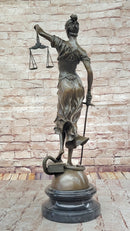 Lady Justice Bronze Sculpture with Scales, Sword, Snake
