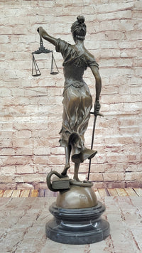 Lady Justice Bronze Sculpture with Scales, Sword, Snake