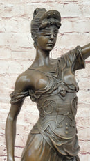 Lady Justice Bronze Sculpture with Scales, Sword, Snake