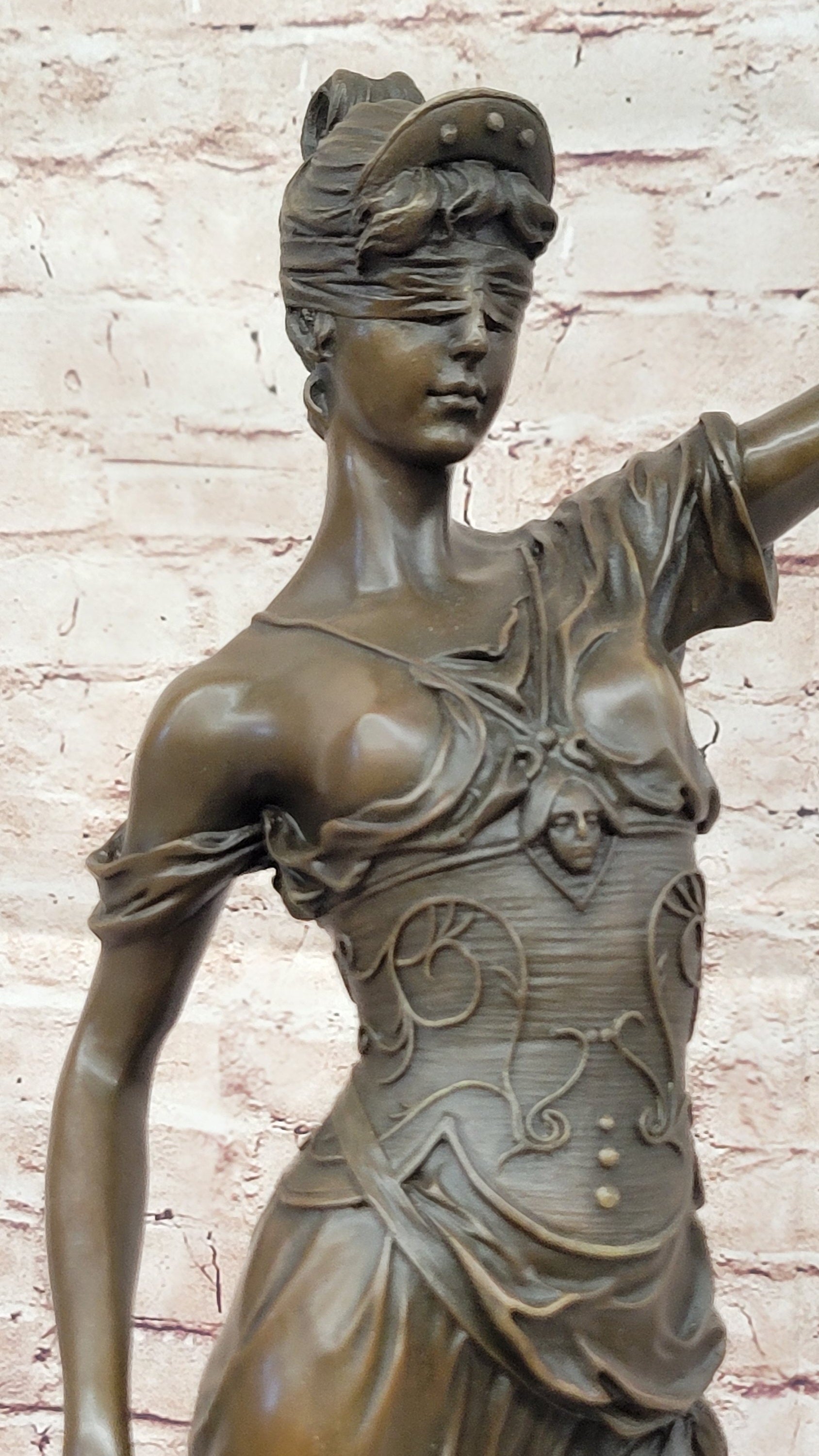 Lady Justice Bronze Sculpture with Scales, Sword, Snake