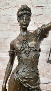 Lady Justice Bronze Sculpture with Scales, Sword, Snake