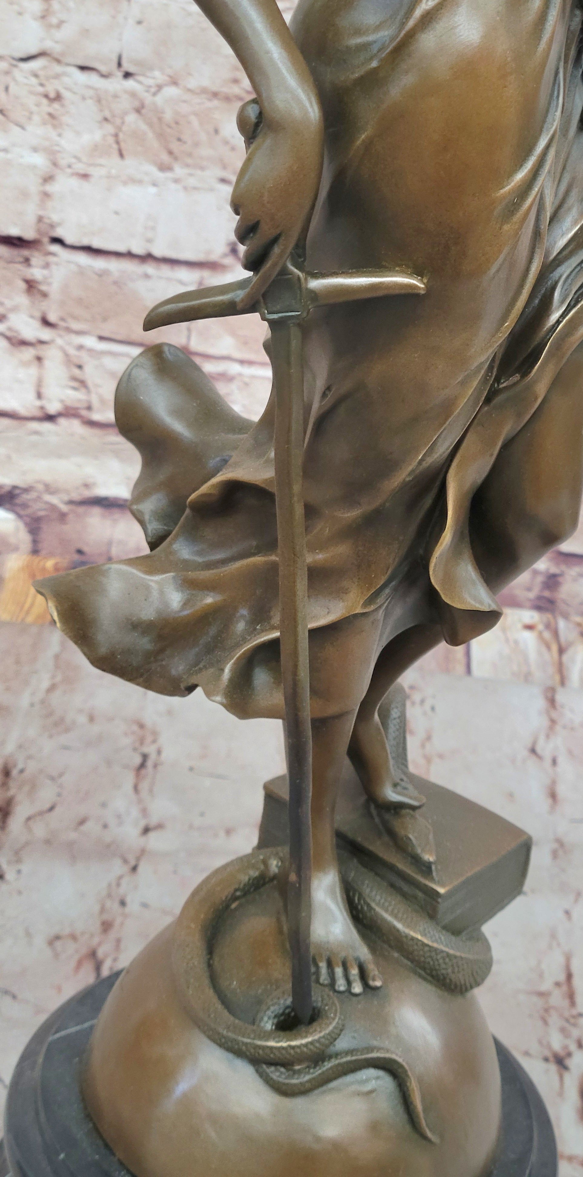 Lady Justice Bronze Sculpture with Scales, Sword, Snake
