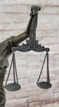 Lady Justice Bronze Sculpture with Scales, Sword, Snake