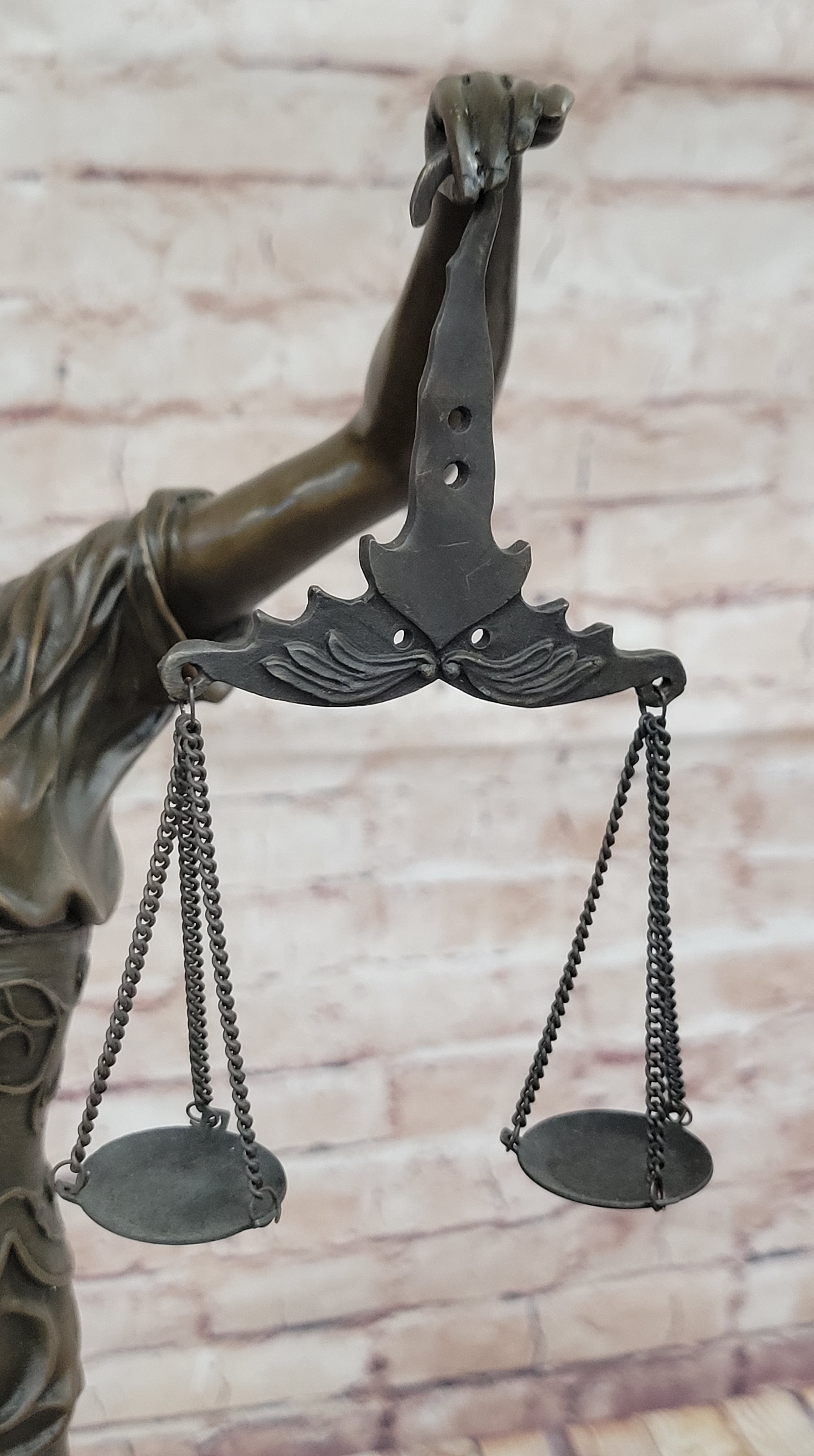 Lady Justice Bronze Sculpture with Scales, Sword, Snake