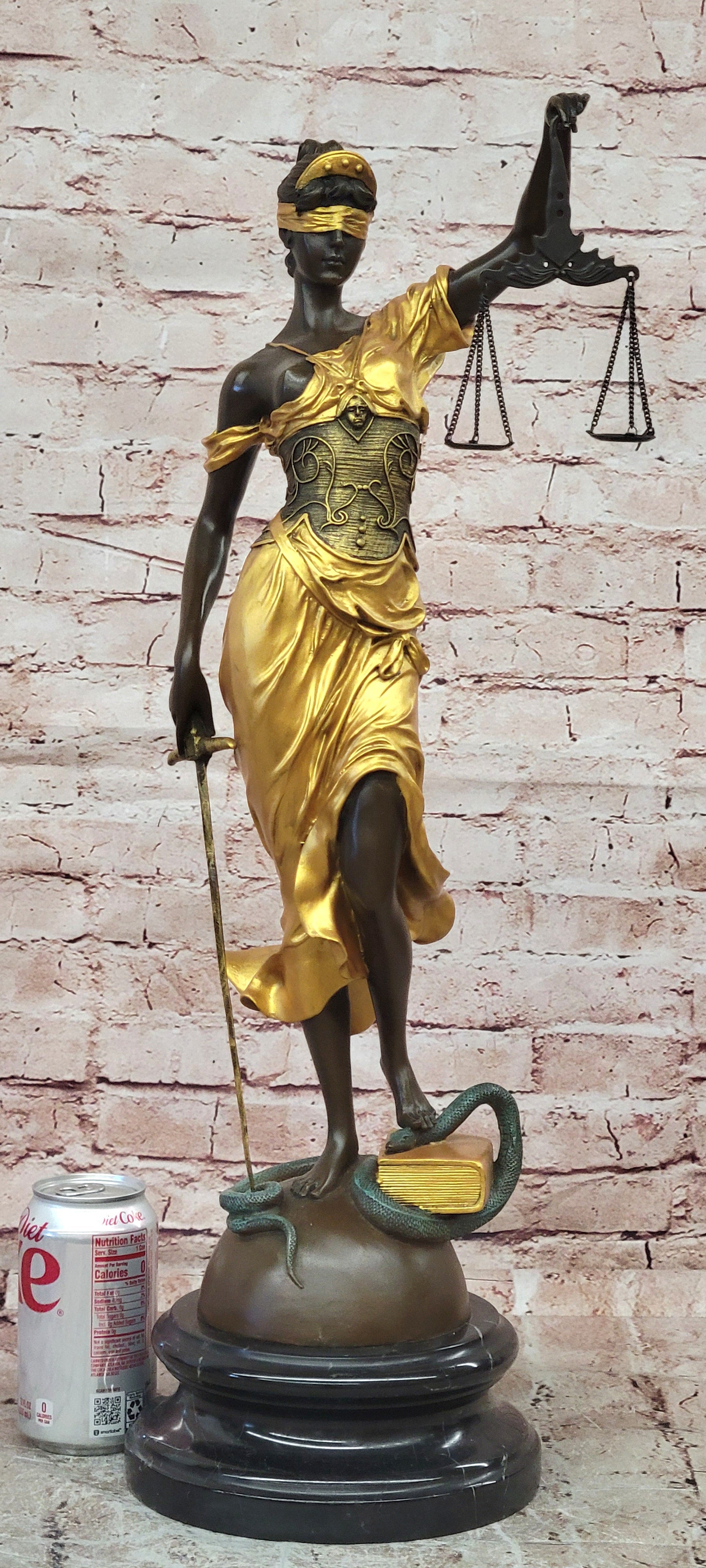 Large Mythological Bronze Sculpture Lady Justice Signed Mayer Statue Gilt Figure