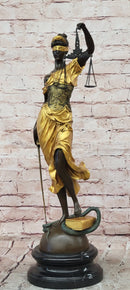 Large Mythological Bronze Sculpture Lady Justice Signed Mayer Statue Gilt Figure