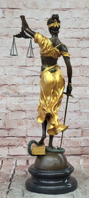 Large Mythological Bronze Sculpture Lady Justice Signed Mayer Statue Gilt Figure