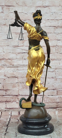 Large Mythological Bronze Sculpture Lady Justice Signed Mayer Statue Gilt Figure