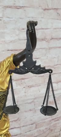 Large Mythological Bronze Sculpture Lady Justice Signed Mayer Statue Gilt Figure