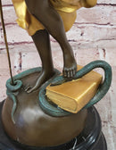 Large Mythological Bronze Sculpture Lady Justice Signed Mayer Statue Gilt Figure