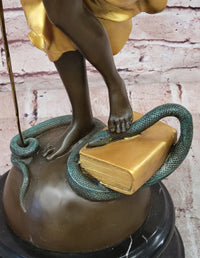 Large Mythological Bronze Sculpture Lady Justice Signed Mayer Statue Gilt Figure