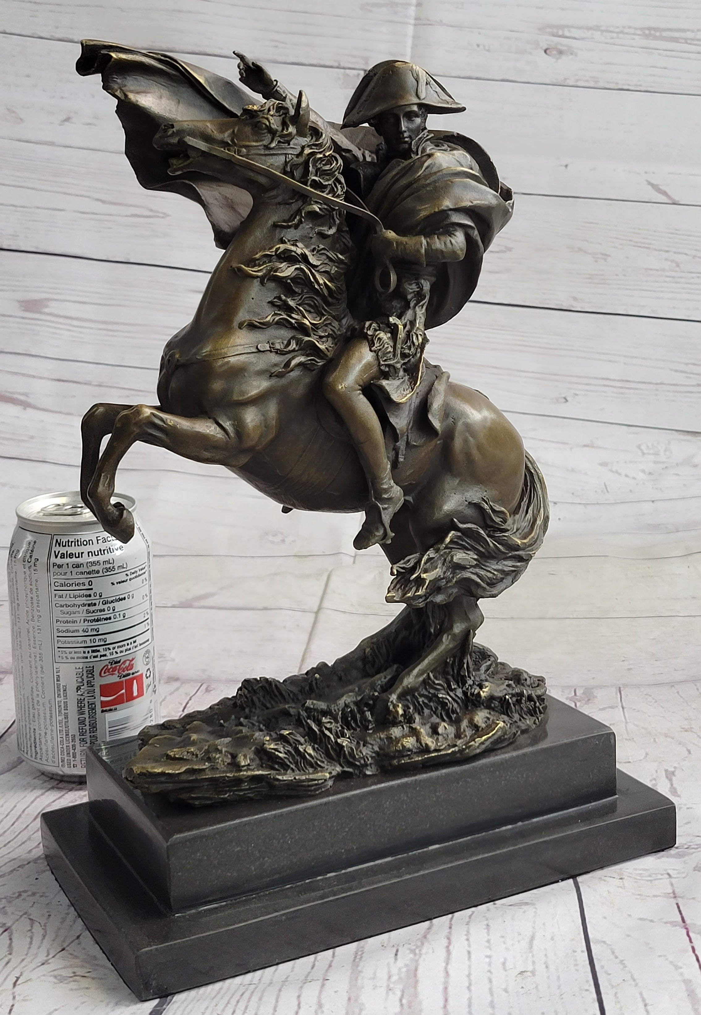 Napoleon Crossing the Alps Bronze Metal Replica on Marble Base