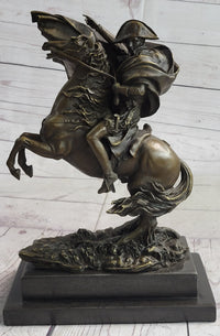 Napoleon Crossing the Alps Bronze Metal Replica on Marble Base