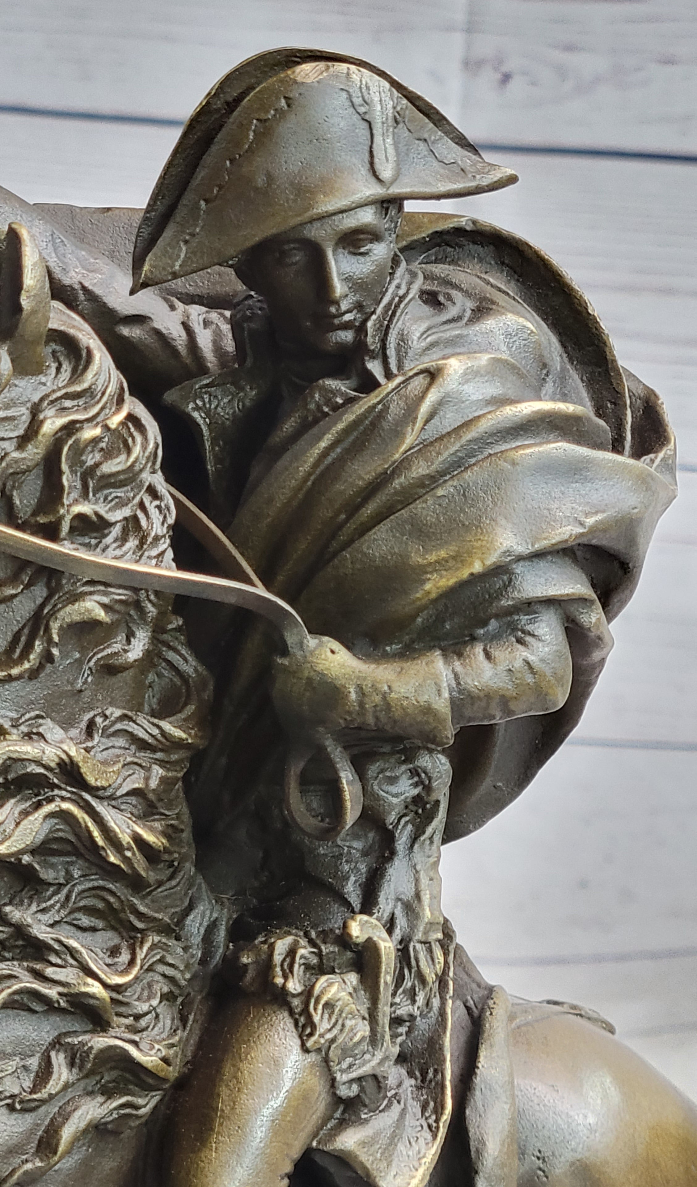 Napoleon Crossing the Alps Bronze Metal Replica on Marble Base