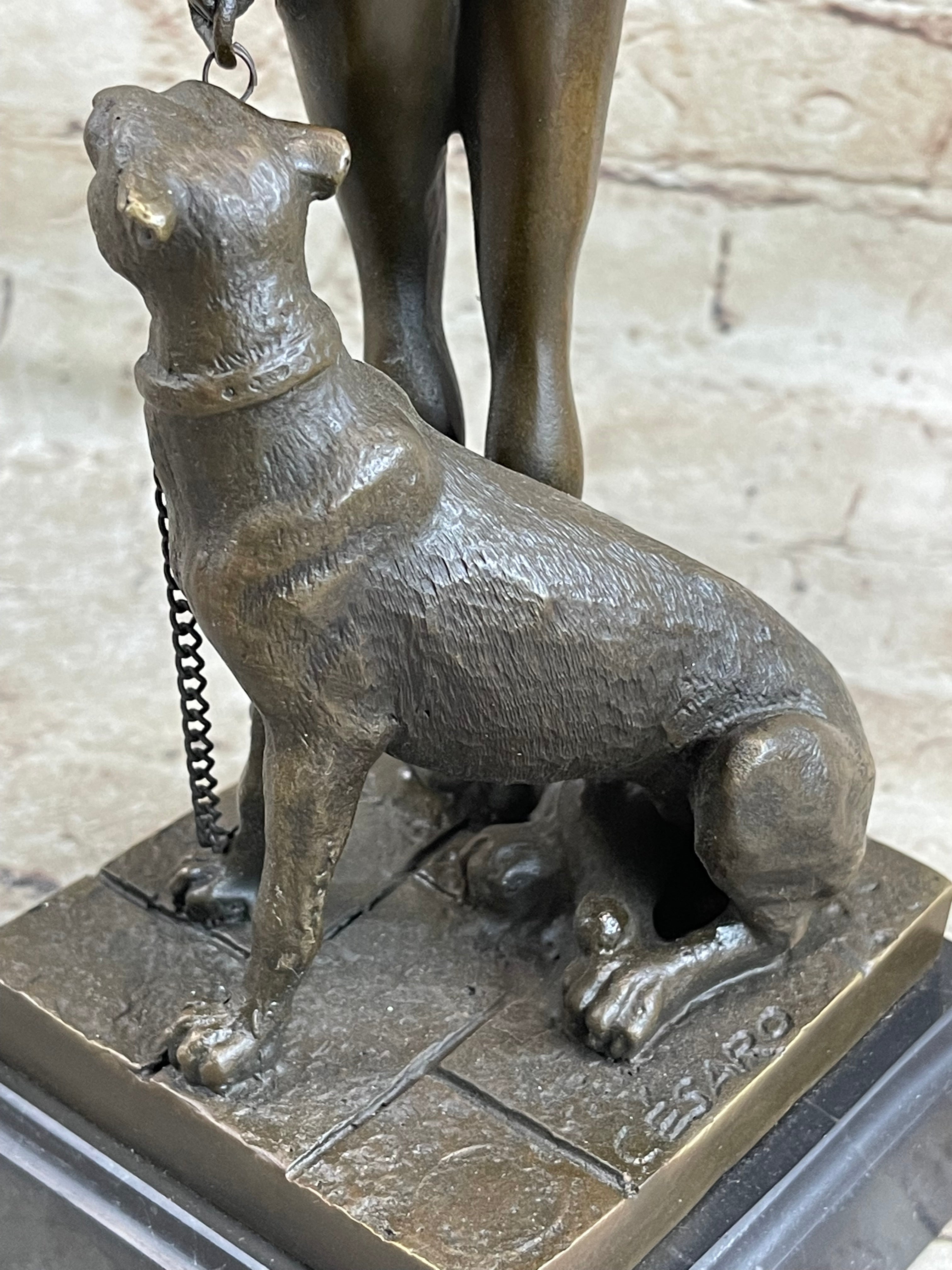 Art Deco Bronze Sculpture of Egyptian Queen Princess Semi Nude Figure w/ Panther
