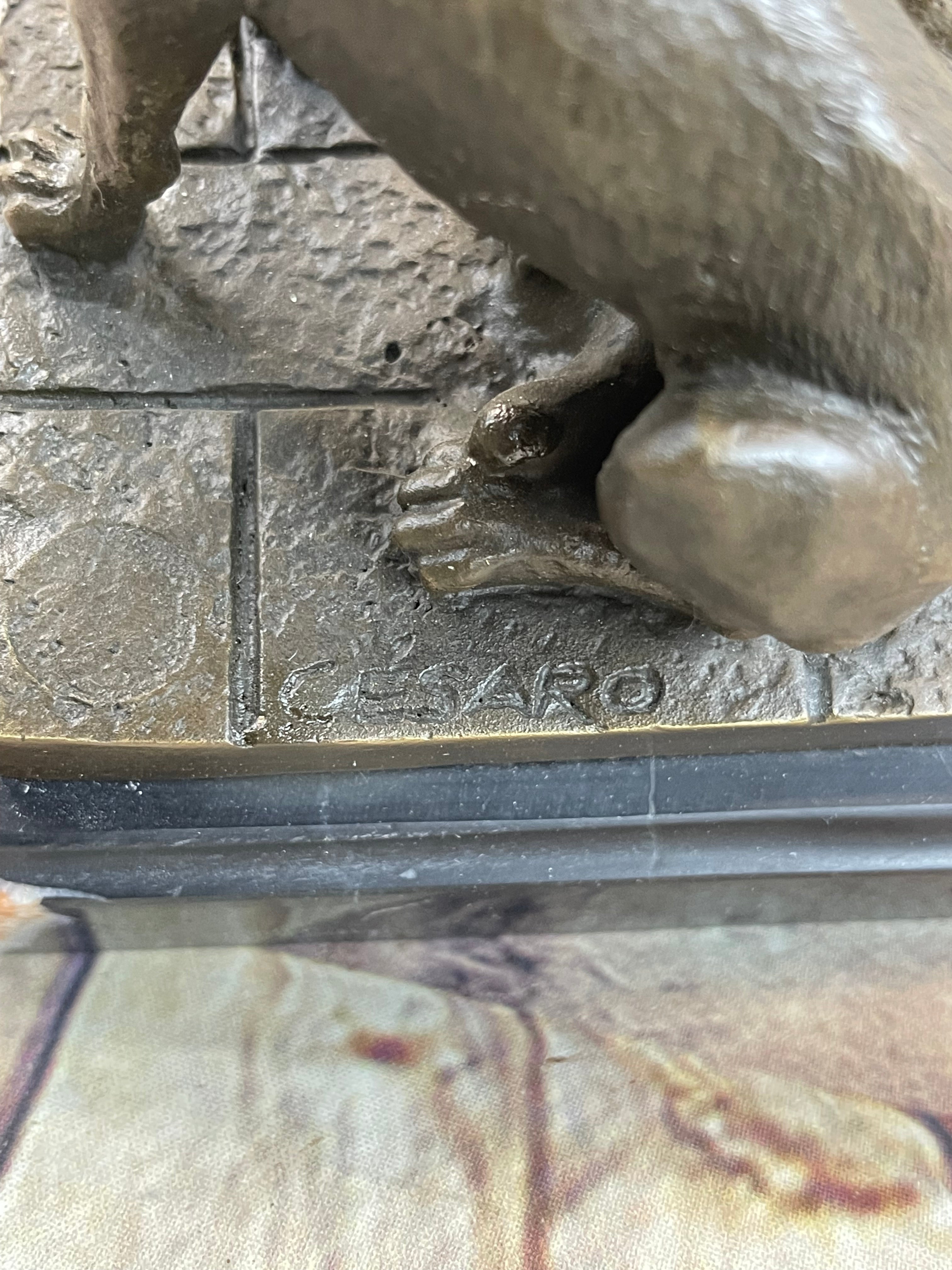 Art Deco Bronze Sculpture of Egyptian Queen Princess Semi Nude Figure w/ Panther