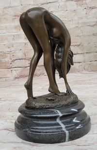 Art Deco Sculpture Sexy Naked Woman Erotic Nude Girl Bronze Sale