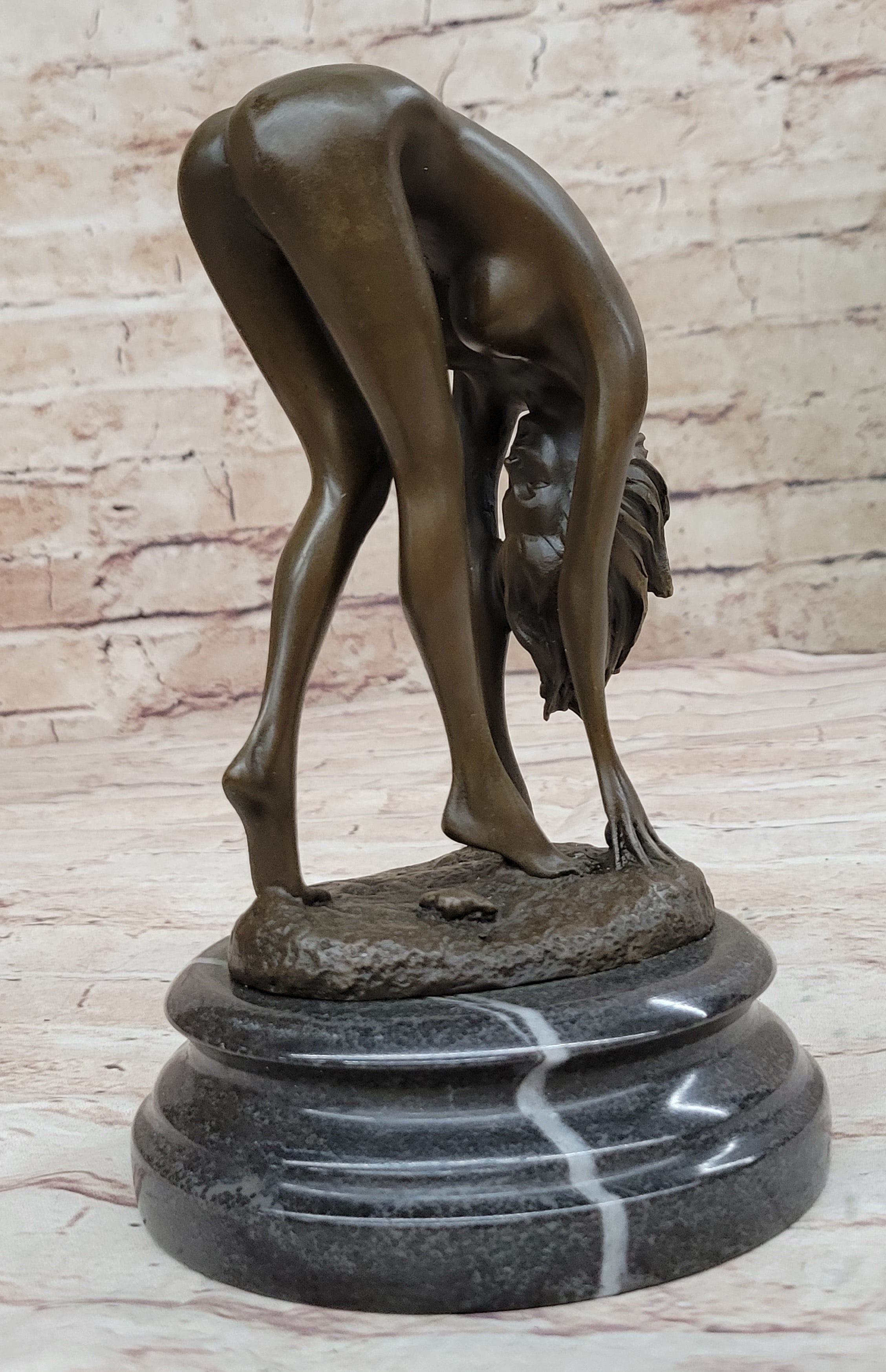 Art Deco Sculpture Sexy Naked Woman Erotic Nude Girl Bronze Sale
