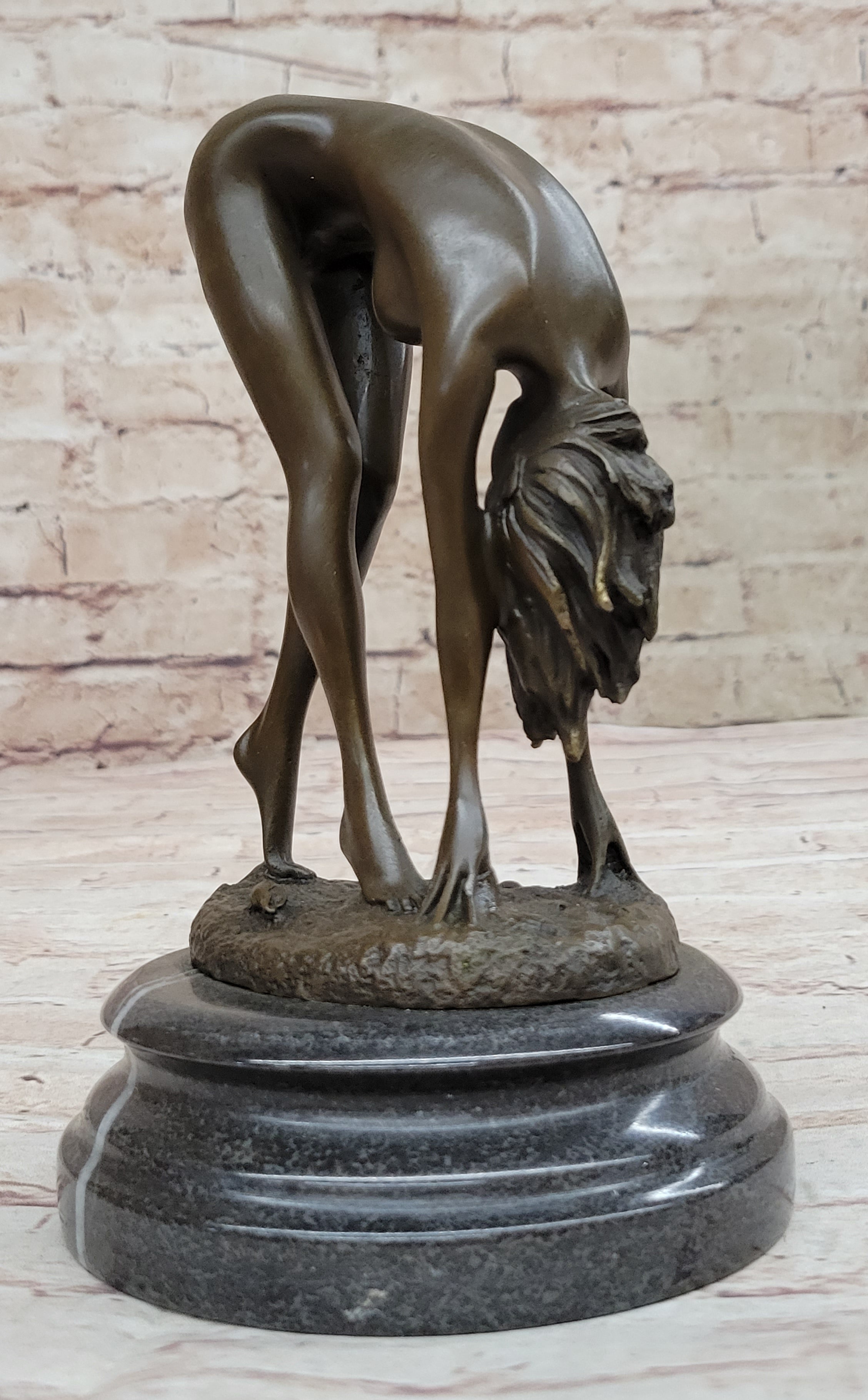 Art Deco Sculpture Sexy Naked Woman Erotic Nude Girl Bronze Sale