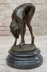 Art Deco Sculpture Sexy Naked Woman Erotic Nude Girl Bronze Sale