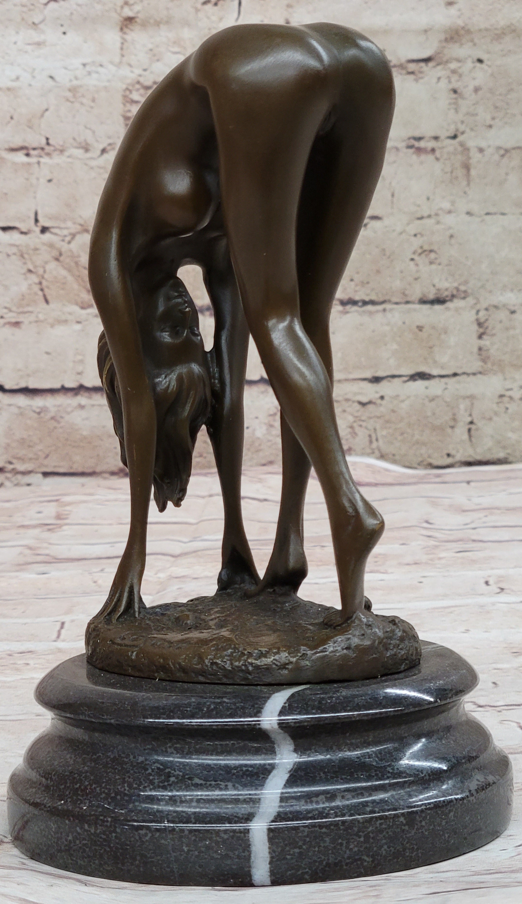 Art Deco Sculpture Sexy Naked Woman Erotic Nude Girl Bronze Sale