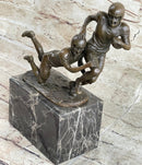 American Football NFL AFL Athlete Bronze Sculpture on Marble Base