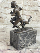 American Football NFL AFL Athlete Bronze Sculpture on Marble Base