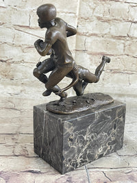 American Football NFL AFL Athlete Bronze Sculpture on Marble Base