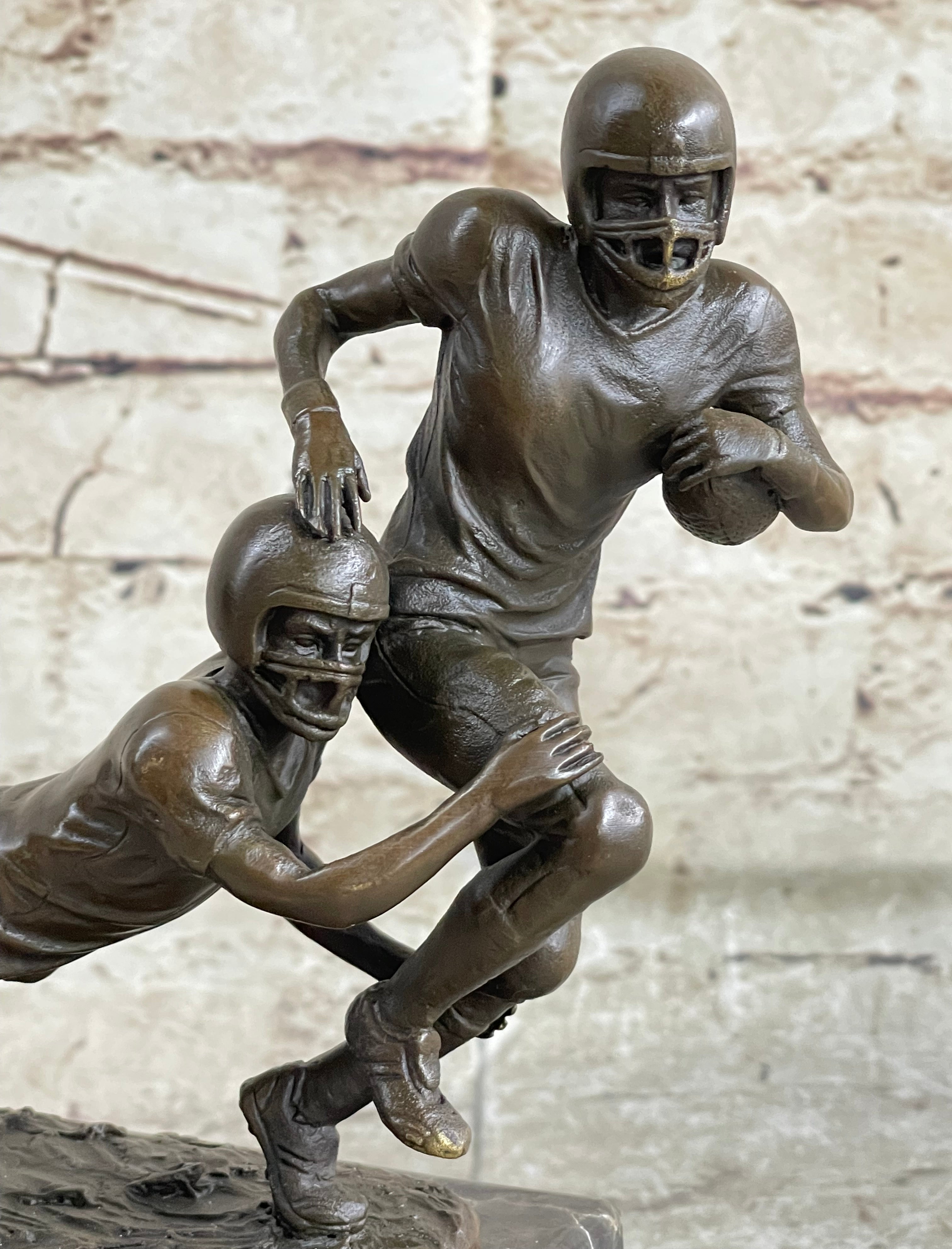 American Football NFL AFL Athlete Bronze Sculpture on Marble Base