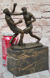 Boxers Boxing Sparring Bronze Metal Sculpture on Marble Base