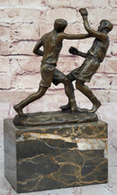 Boxers Boxing Sparring Bronze Metal Sculpture on Marble Base