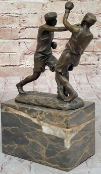 Boxers Boxing Sparring Bronze Metal Sculpture on Marble Base