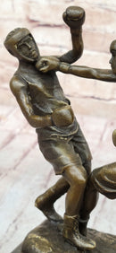 Boxers Boxing Sparring Bronze Metal Sculpture on Marble Base
