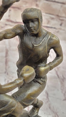 Boxers Boxing Sparring Bronze Metal Sculpture on Marble Base