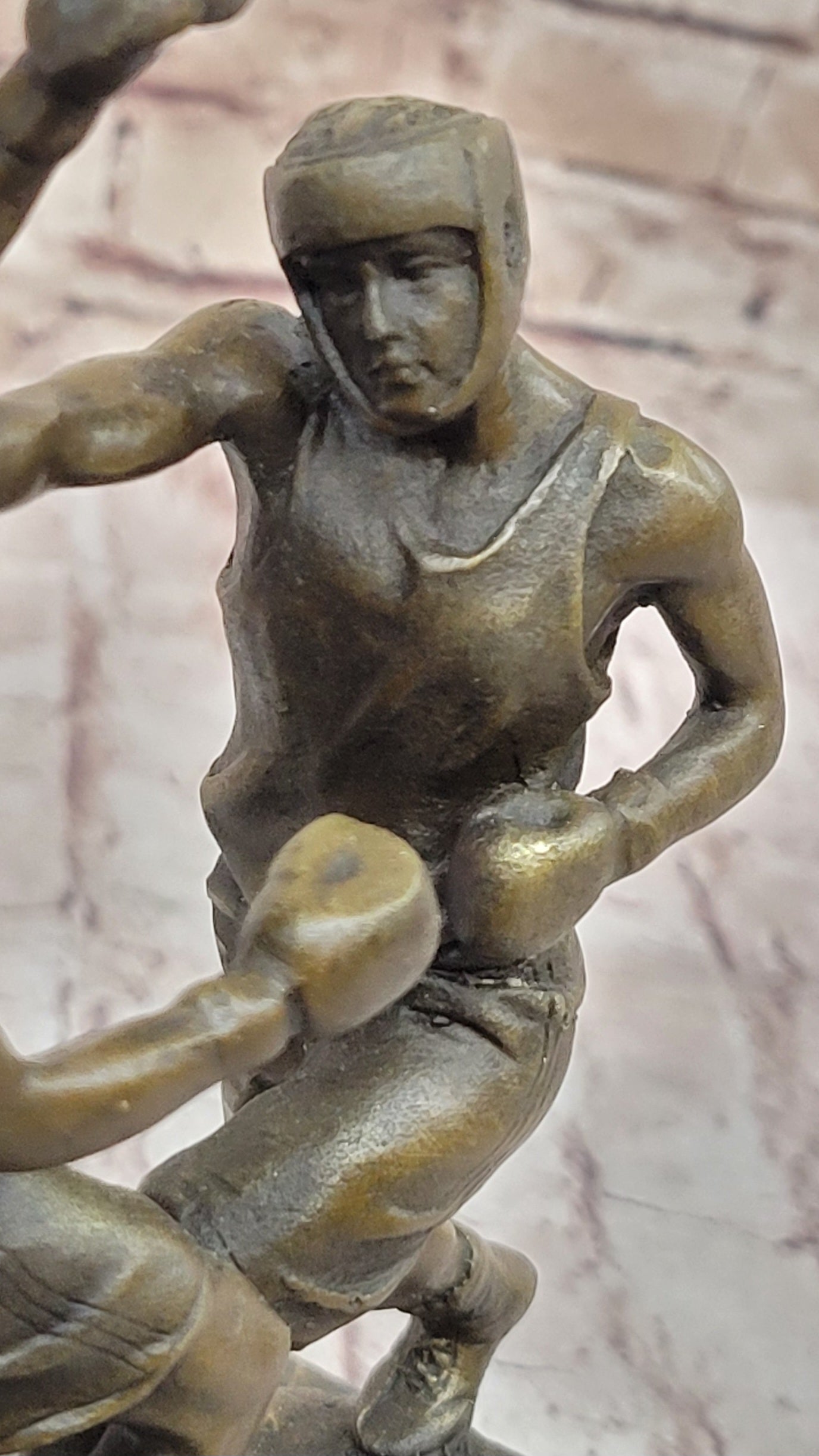 Boxers Boxing Sparring Bronze Metal Sculpture on Marble Base