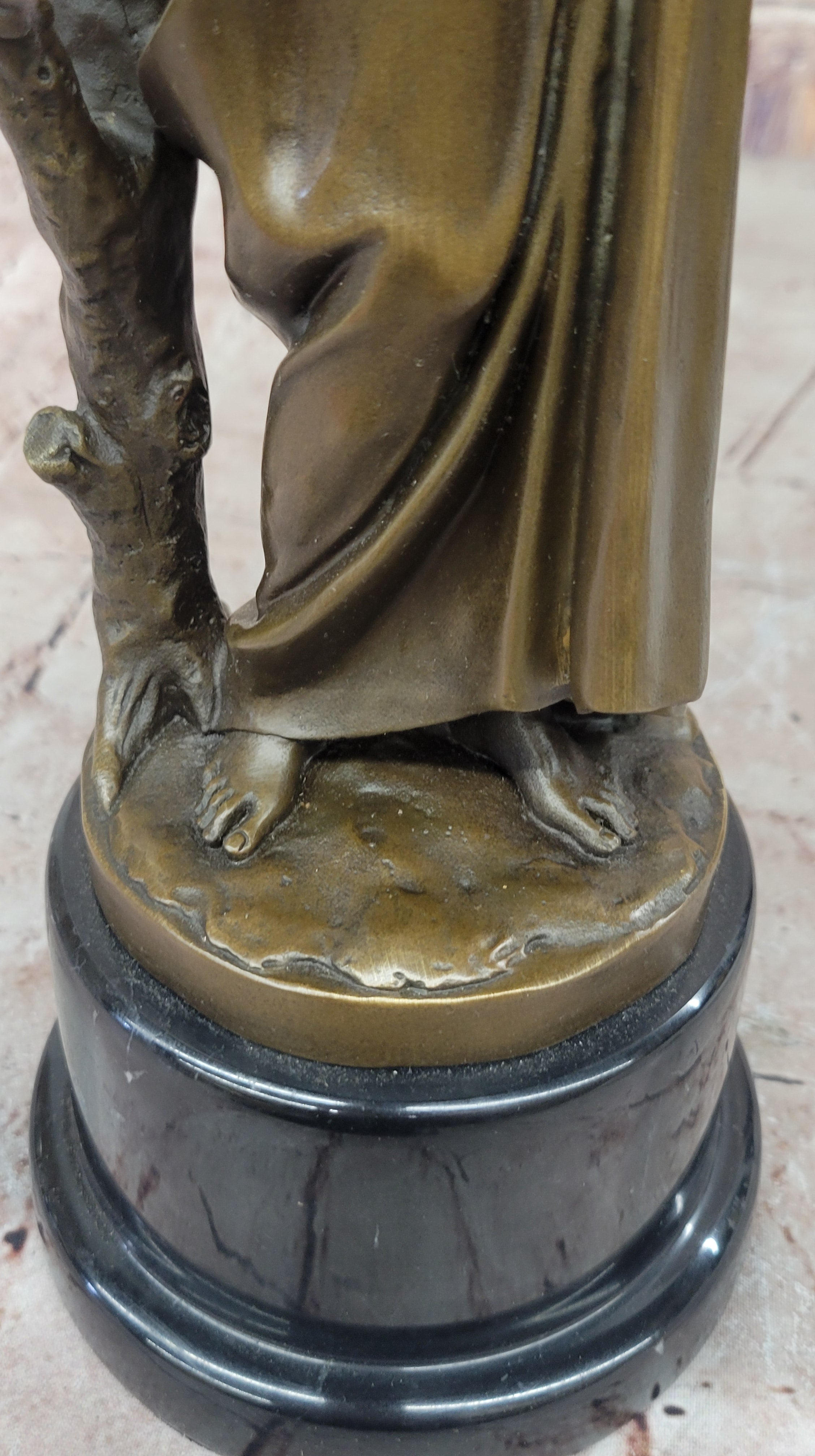 Maiden with Rose - Bronze Female Figure on Marble Base