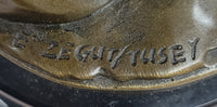 Maiden with Rose - Bronze Female Figure on Marble Base