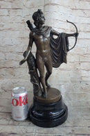 Greek Roman God Apollo as an Archer Holding Bow Bronze Sculpture Statue Nude Figure