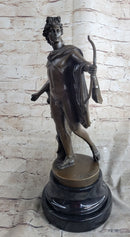 Greek Roman God Apollo as an Archer Holding Bow Bronze Sculpture Statue Nude Figure