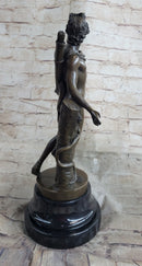 Greek Roman God Apollo as an Archer Holding Bow Bronze Sculpture Statue Nude Figure
