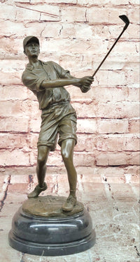 Signed original Milo Male Golfer Golf Golfing Sport Memorabilia Bronze Sculpture