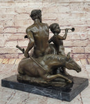 Bronze Sculpture of Roman Emperor with Child and Horse