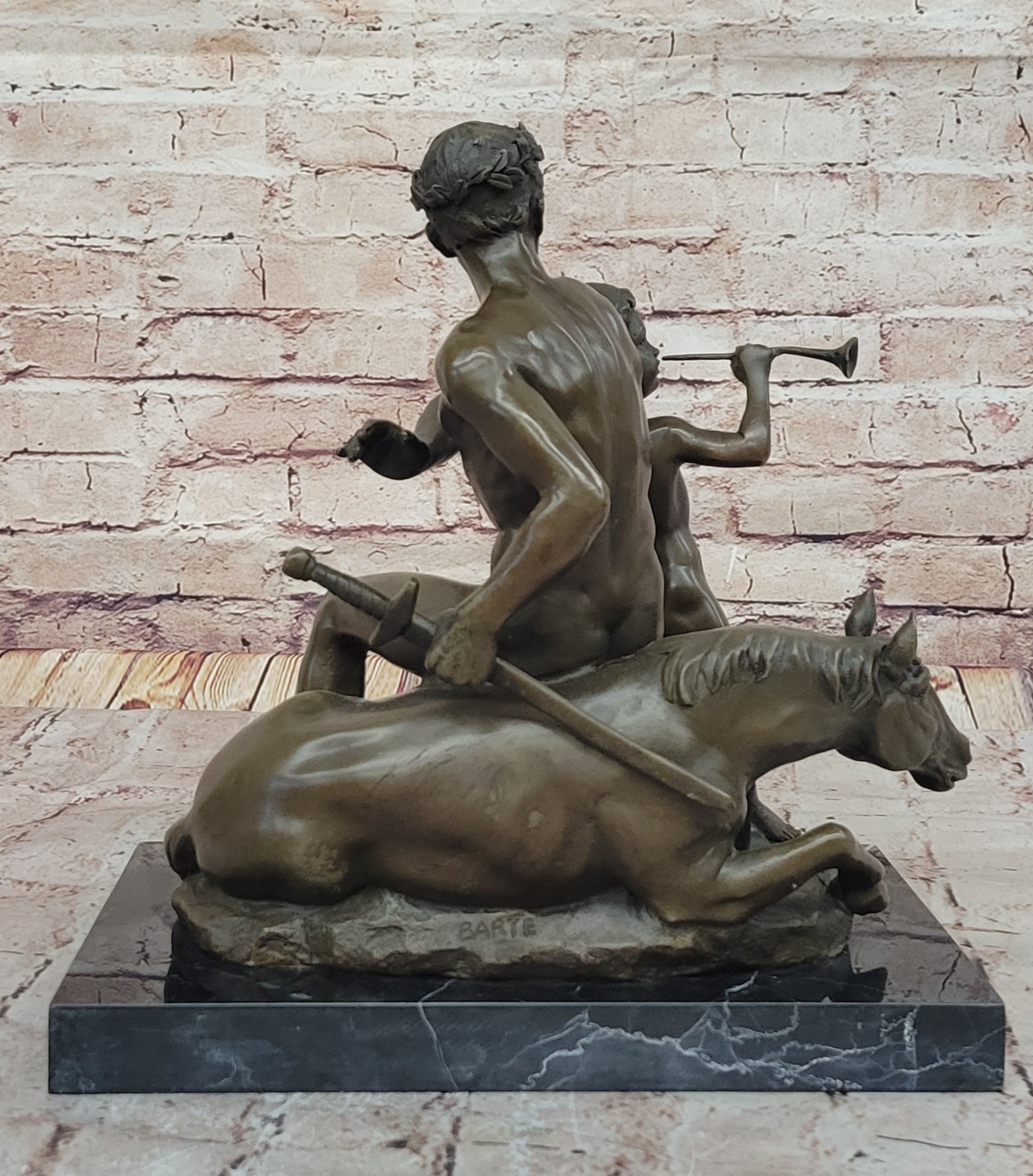 Bronze Sculpture of Roman Emperor with Child and Horse